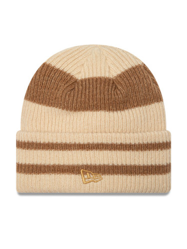 New Era Шапка Stripe Cuff Knit Beanie 60580764 Бежов