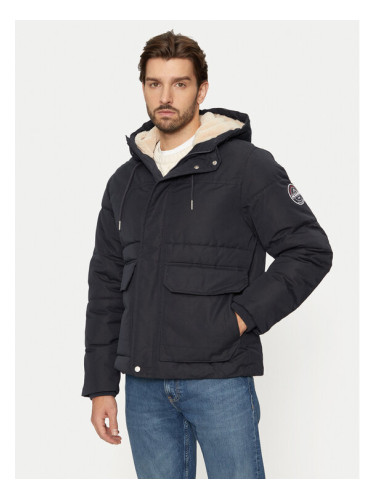 Jack&Jones Пухено яке Carl 12256901 Тъмносин Straight Fit