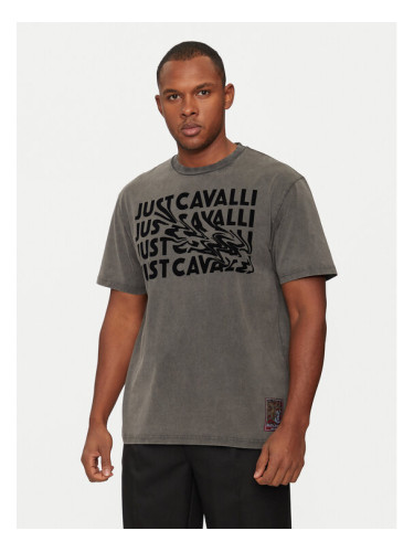 Just Cavalli Тишърт 77OAHC05 Черен Regular Fit