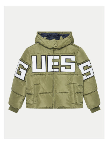 Guess Пухено яке L4BL04 WB240 Зелен Regular Fit