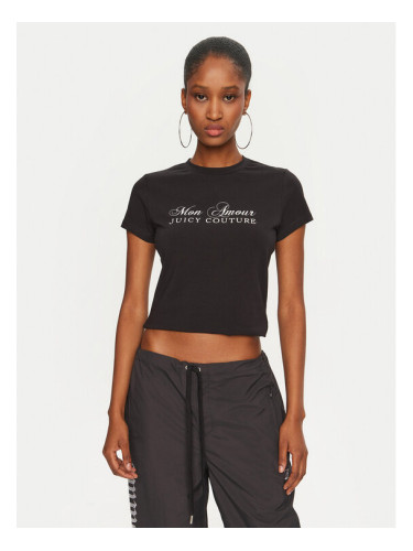 Juicy Couture Тишърт Mon Amour JCSCT224407 Черен Slim Fit