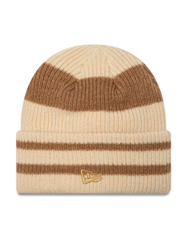 Шапка New Era Stripe Cuff Knit Beanie 60580764 Бежов