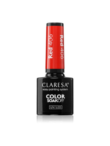 Claresa SoakOff UV/LED Color Rainbow Explosion гел лак за нокти цвят RED 406 5 гр.