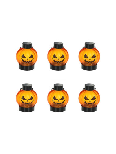 К-кт 6x LED Декорация HALLOWEEN LED/1xCR2032/топло бял тикви