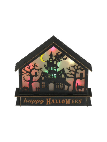 LED Декорация HALLOWEEN LED/2xAA/многоцветен къща с призраци