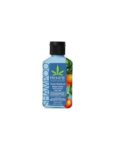 HEMPZ Mini Triple Moisture Herbal Shampoo Шампоан за коса унисекс 66ml