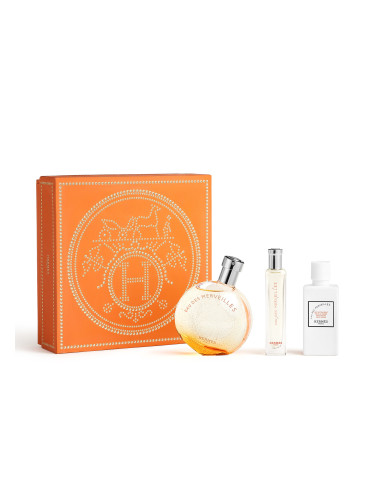 КОМПЛЕКТ HERMES Eau Des Merveilles Eau De Toilette Travel Spray Body Lotion Тоалетна вода (EDT) дамски 50ml