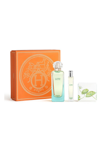 КОМПЛЕКТ HERMES Un Jardin Sur Le Nil Eau De Toilette Travel Spray Soap Тоалетна вода (EDT) унисекс 100ml