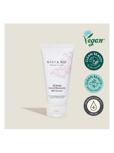 MARY & MAY | Vegan Low pH Hyaluronic Gel Cleanser, 150 ml