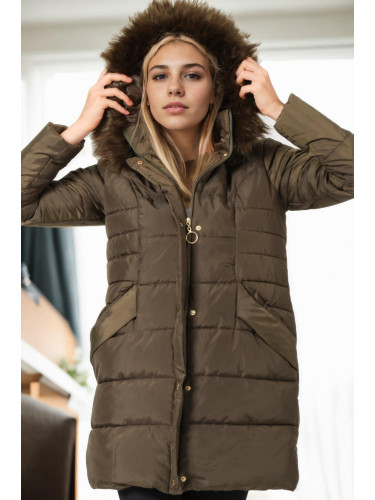 Z6745 DEWBERRY WOMEN'S COAT-KHAKI-1