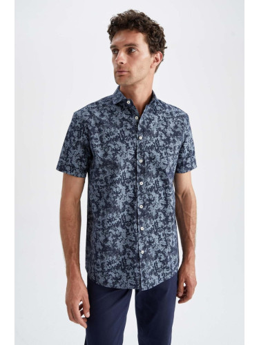 DEFACTO Regular Fit Patterned Short Sleeve Cotton Shirt