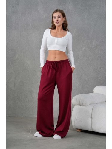 Trendyol Red Soft Touch Elastic Waist Regular Fit Knitted Trousers