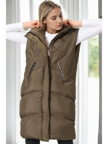 Z6743 DEWBERRY WOMEN'S VEST-KHAKI-1