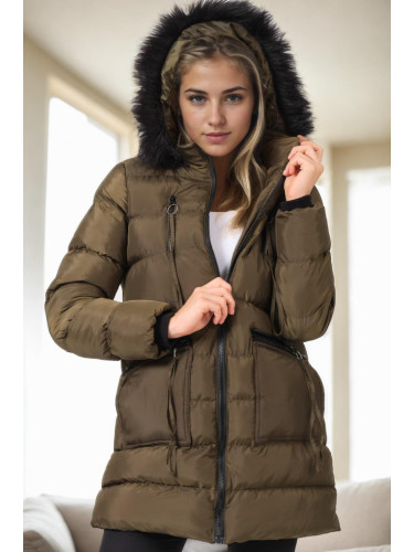 Z6763 DEWBERRY WOMEN'S COAT-KHAKI-1