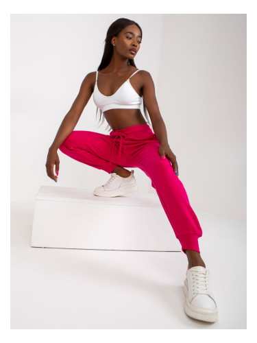 Fuchsia classic basic tied sweatpants