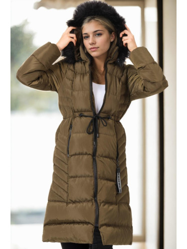 Z6758 DEWBERRY WOMEN'S COAT-KHAKI-1