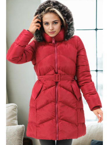 Z6768 DEWBERRY WOMEN'S COAT-BURGUNDY-1