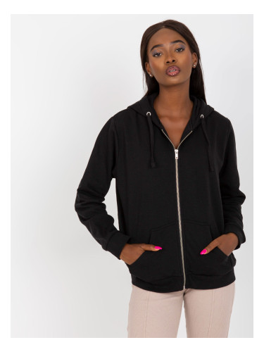 Black zip-up hoodie with pockets