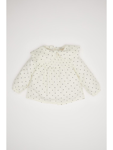 DEFACTO Baby Girl Big Lapel Polka Dot Twill Long Sleeve Shirt