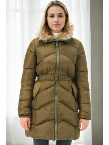 Z6767 DEWBERRY WOMEN'S COAT-KHAKI-1