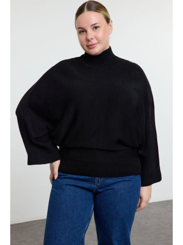 Trendyol Curve Black Batwing Sleeve Thin Knit Sweater