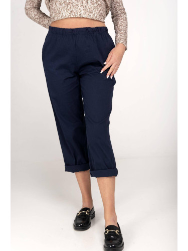 Navy blue cotton trousers with elastic band