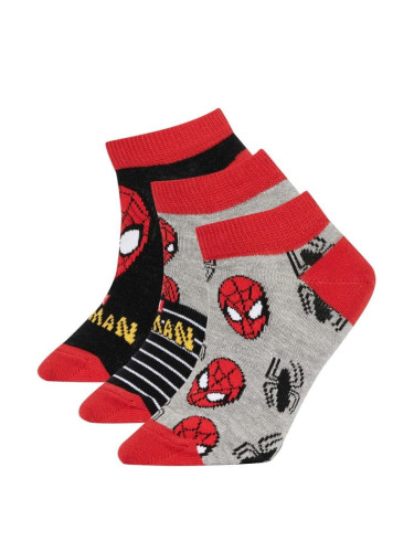 DEFACTO Boy's Marvel Spiderman 3-pack Cotton Booties Socks