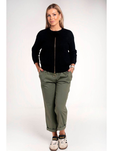 Khaki cotton trousers with elastic band