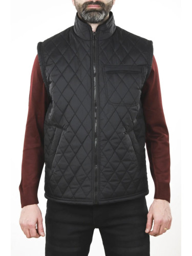 88816 Dewberry Quilted Pockets and Fleece Inside Mens Vest-BLACK