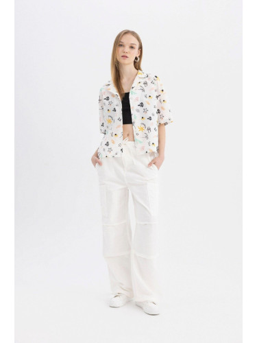 DEFACTO Cool Parachute Gabardine Trousers with Tie Waist and Pockets, Wide Leg