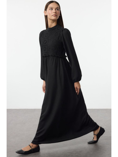 Trendyol Black Guipure/Scallop Detailed Woven Dress