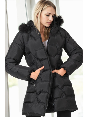 Z6760 DEWBERRY WOMEN'S COAT-PLAIN BLACK
