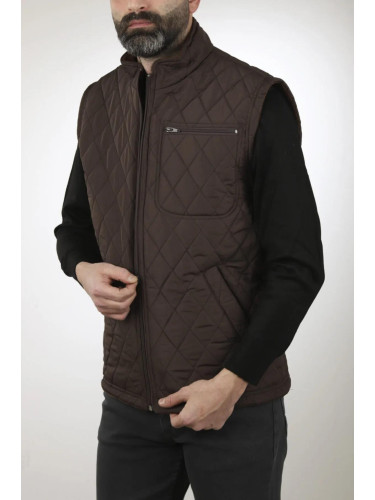 88816 Dewberry Quilted Pockets and Fleece Inside Mens Vest-KAHVE