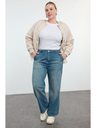 Trendyol Curve Blue High Waist Wide Leg Plus Size Jeans