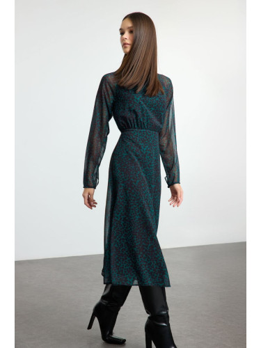 Trendyol Green Animal Midi Woven Dress