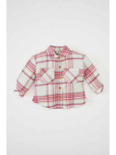 DEFACTO Baby Girl Shirt Collar Plaid Patterned Flannel Long Sleeve Shirt