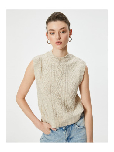 Koton Textured Crew Neck Sleeveless Hair Knit Sweater