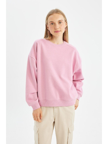 DEFACTO Cool Oversize Wide Pattern Crew Neck Thick Basic Plain Sweatshirt