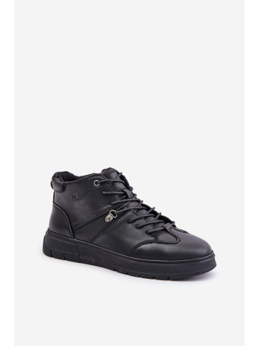 Leather insulated ankle sneakers men's Lee Cooper black