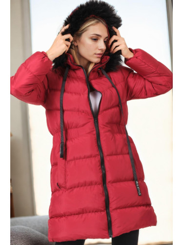 Z6764 DEWBERRY WOMEN'S COAT-BURGUNDY-1