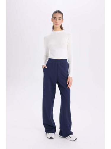 DEFACTO Wide Leg Pocket Basic Plain Wide Leg Navy Blue Sweatpants