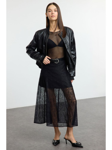 Trendyol Black Lace Fabric Maxi Length Woven Skirt