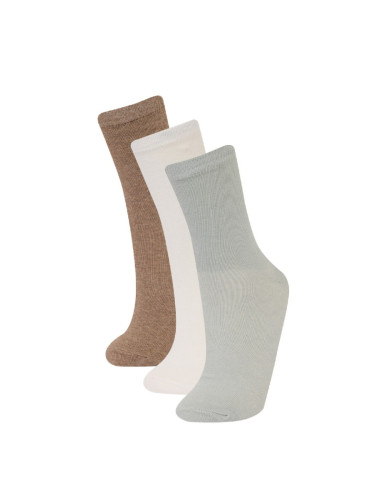 DEFACTO Women's 3-Piece Cotton Long Socks