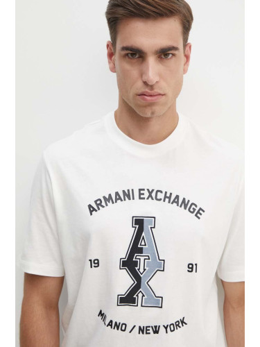 Памучна тениска Armani Exchange в бяло с принт 6DZTLR ZJLFZ