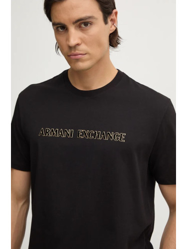 Памучна тениска Armani Exchange в черно с принт XM000127 AF10356