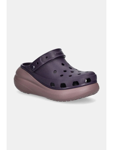 Чехли Crocs Classic Crush Clog в лилаво с платформа 207521