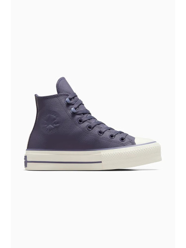 Кожени кецове Converse Chuck Taylor All Star Lift в лилаво A11159C