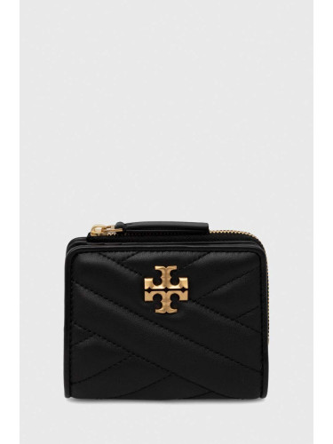 Кожен портфейл Tory Burch дамски в черно