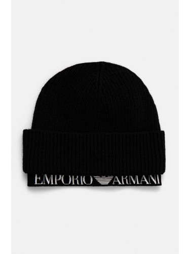 Шапка Emporio Armani в черно от плътен трикотаж 637350 4F519