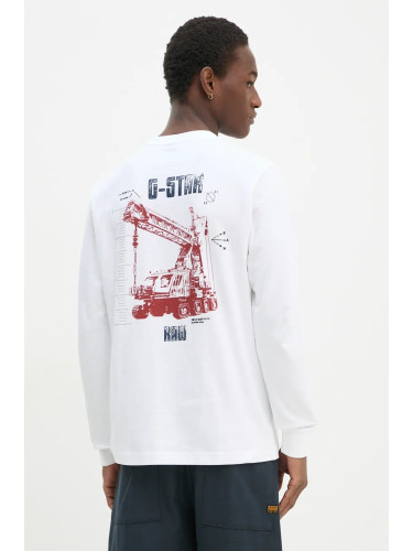 Памучна блуза с дълги ръкави G-Star в бяло с принт D25091-C336